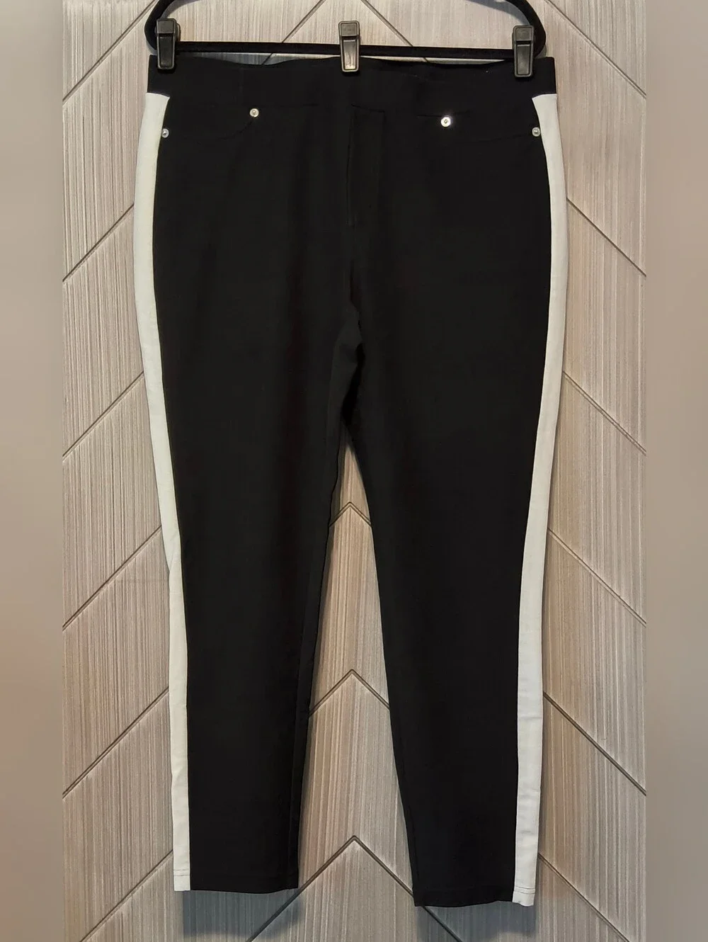MICHAEL Michael Kors XL Black White Tuxedo Stripe Skinny Stretch Pants